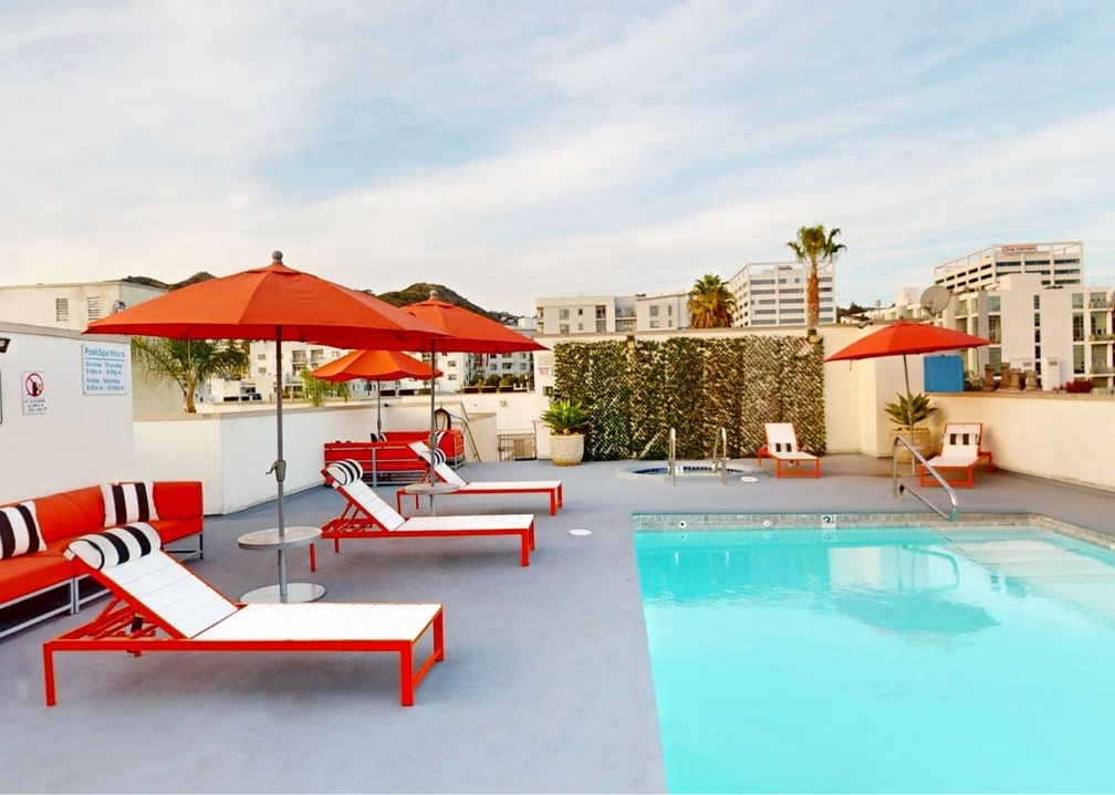 a pool at an apartment